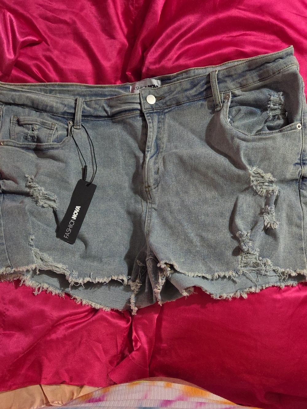 Fashion Nova Light Wash Distressed Jean Shorts